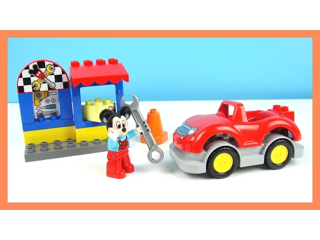 玩樂高積木 米奇的修車廠 吃午餐 修粉紅豬小妹汽車 玩具開箱